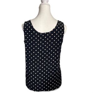 Ann Taylor Dark Blue Tank with White Dots 100%Silk